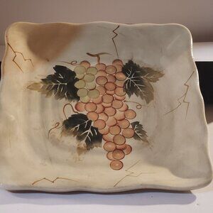 TableTops Gallery Cabernet Salad Plate Square Painted Grapes Design
